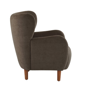 English Elm Christopher Knight Home® - Parmelee Upholstered Wingback Club chair in Velvet with Solid Wood Legs, Mid-Century Comfort Design Almond,Dark Brown,Teak 30.85 L x 30 W x 27 H N776P265764P