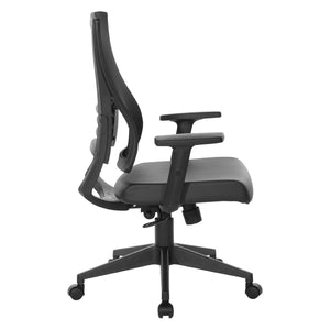 OSP Home Furnishings Vertical Mesh Back Ergonomic Office Chair with Lumbar Support and Faux Leather Seat EM60930-U6