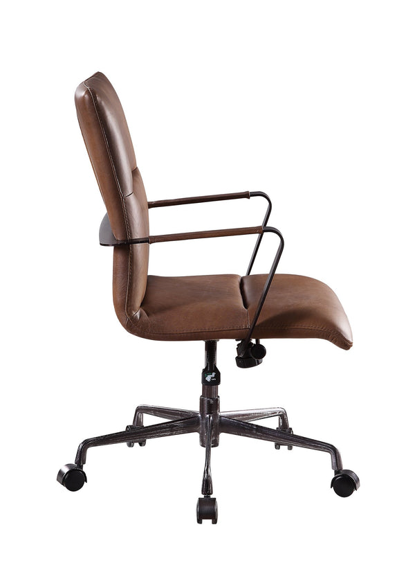English Elm Indra Vintage Chocolate Top Grain Leather Executive Office Chair with 360° Swivel, Pneumatic Lift, Tufted High Backrest B2726P333498