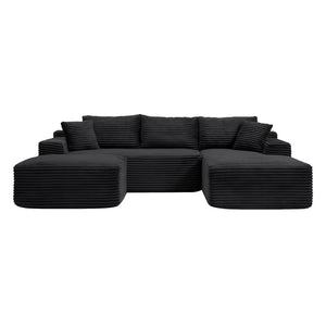 English Elm 105'' Modular Cloud Sectional Corduroy Couch Deep Seat L-shape for Living Room W1117S00319