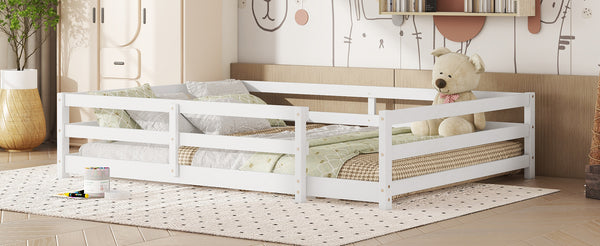 English Elm Full Full Size Montessori Floor Bed in Natural Pine for Kids — Low-Profile, Sturdy, Easy Assembly, Safe Design White W1820P331921