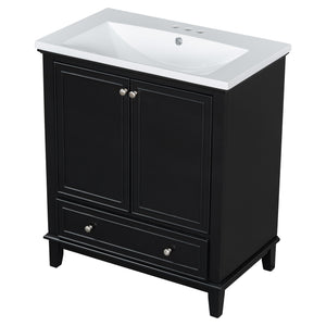 English Elm 30" Bathroom Vanity With Sink Combo - Modern Black Cabinet, Spacious Storage & Durable Design SY999606AAB-6