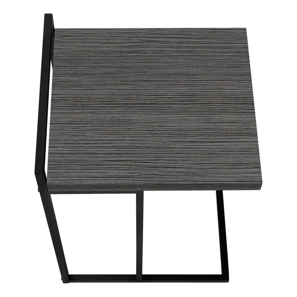 English Elm Accent Table - Sleek C-Shaped Design, Portable Grey Laminate Top With Black Metal Base For Modern Living B2710P219373