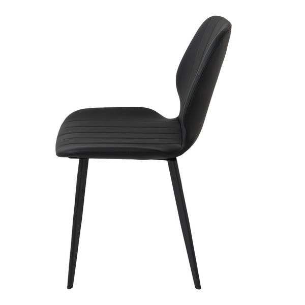 English Elm Modern Faux Leather Dining Chair Set Padded Seat Matte Black Legs Kitchen Seating W1535P460311
