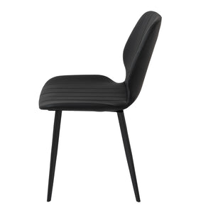 English Elm Modern Faux Leather Dining Chair Set Padded Seat Matte Black Legs Kitchen Seating W1535P460315