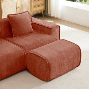 English Elm Streamlined Velvet Modular L-shape Sectional Sofa with Cloud Foam and French Piping Red W3041S00357