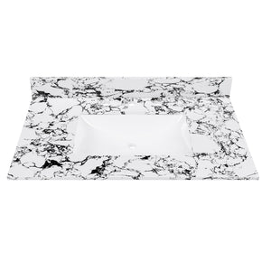 English Elm 37"X22" Panda White Artificial Marble Bathroom Vanity Top With Sink, Backsplash & Easy Install W509P362106