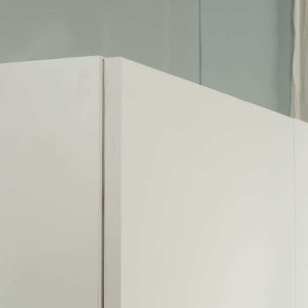 English Elm Wardrobe/Storage Cabinet White — Slim Engineered Wood Organizer with Concealed Doors & Adjustable Shelves B356P402594