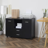 English Elm Vinsetto Multifunction Office Filing Cabinet Printer Stand With 2 Drawers, 2 Shelves, & Smooth Counter Surface, Black