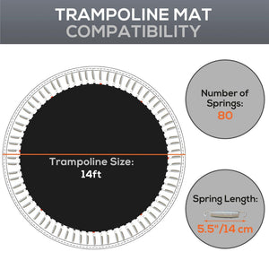 English Elm Soozier 14 Foot Round Trampoline Replacement Mat Uv Polypropylene 80 V-rings W2225P200523