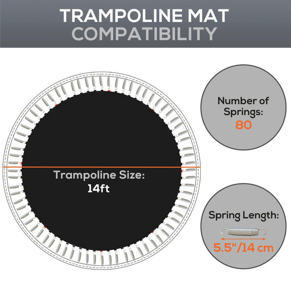 English Elm Soozier 14 Foot Round Trampoline Replacement Mat Uv Polypropylene 80 V-rings W2225P200523