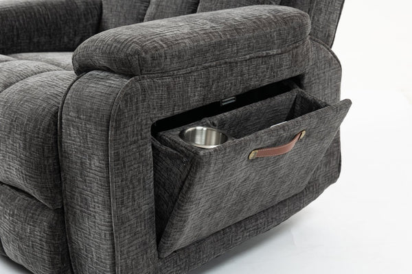 English Elm Oversized Power Lift Recliner with Heat Massage Lay Flat Design and Usb Charging Port Grey W547S00080