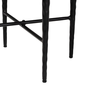 Baxton Studio Baxton Caledon Marble Side Table — Hand‑Forged Hammered Steel Frame, Compact Round Accent, Fully Assembled FUR6881-Marble Top Hammer Round-ET