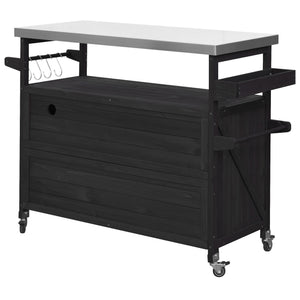 English Elm K&K Outdoor Kitchen Island Rolling Bar Cart with 1.2" 201 Stainless Top, Lockable Wheels, Spice Rack N707P235043B