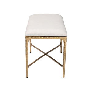 Baxton Studio Baxton Fumiye Bench – Hand-Forged Hammered Steel Base, Plush Cotton Upholstery, Modern Rustic Accent (48") FUR6883-Upholstered Hammer Base-Bench