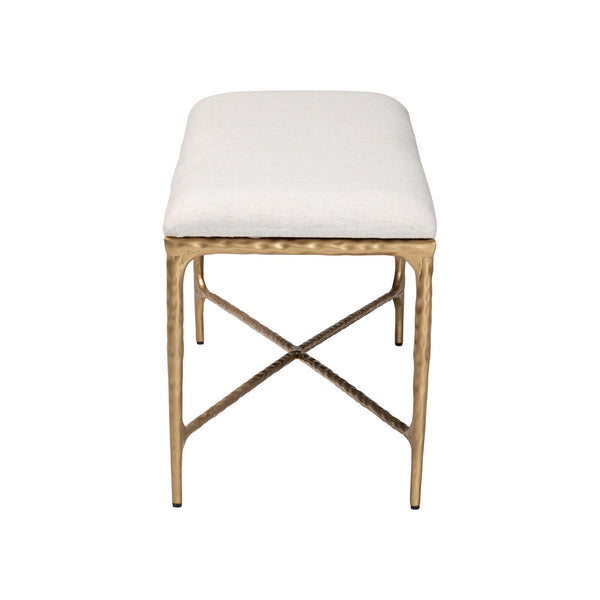 Baxton Studio Baxton Fumiye Bench – Hand-Forged Hammered Steel Base, Plush Cotton Upholstery, Modern Rustic Accent (48") FUR6883-Upholstered Hammer Base-Bench