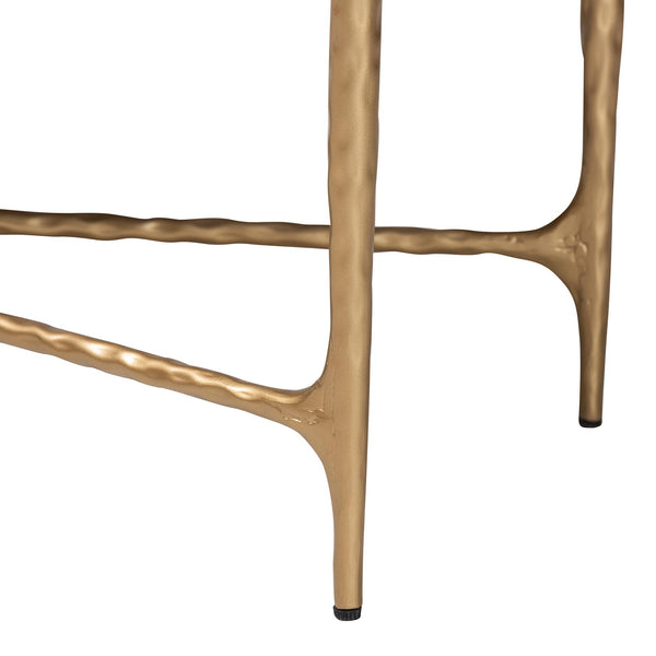 Baxton Studio Baxton Fumiye Bench – Hand-Forged Hammered Steel Base, Plush Cotton Upholstery, Modern Rustic Accent (48") FUR6883-Upholstered Hammer Base-Bench