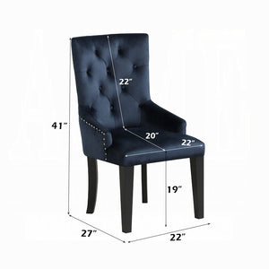 English Elm Luxury Parson Side Chair Dark Navy Velvet Upholstered Padded Tufted Back Nailhead Trim Ring-Back Comfort - Elegant Dining Accent Seat B2741P345242