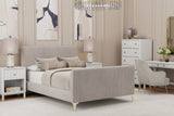 Light Grey Bed with Gold Accent Legs