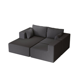 English Elm 108.3" Modular Cloud Sectional Corduroy Upholstered L Shape Sofa for Living Room Dark Grey W1097S00155