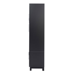 English Elm Vibe Haus Fluted Glass Wall Unit Tall Mdf Entertainment Console for Living Room N893S000011B