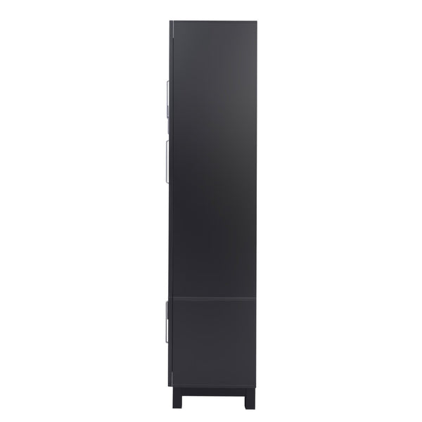 English Elm Vibe Haus Fluted Glass Wall Unit Tall Mdf Entertainment Console for Living Room N893S000011B
