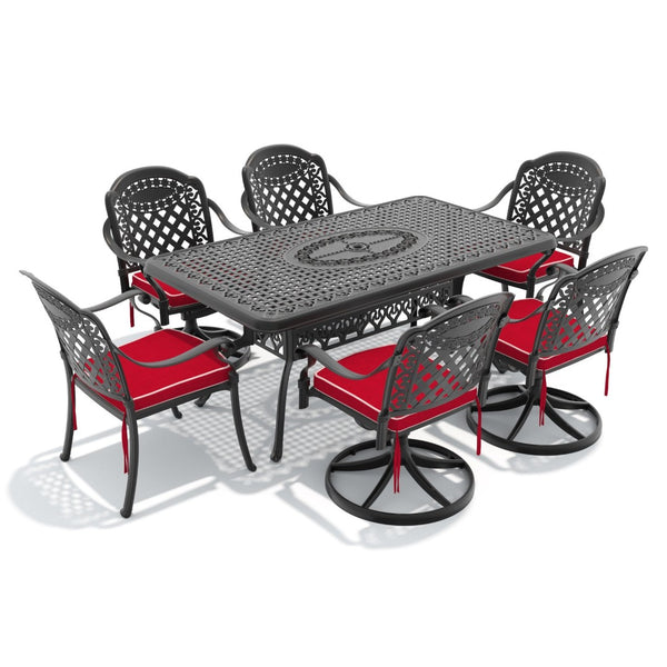 English Elm 7-piece Cast Aluminum Outdoor Dining Set with Swivel Chairs and Powder Coated Frame W1710S00373