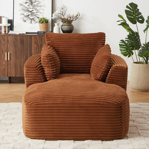 English Elm Oversized Corduroy Chaise Lounge Chair - Cozy, Modern, No Assembly, Perfect For Living Rooms & Dorms W2339P317974-GIGA