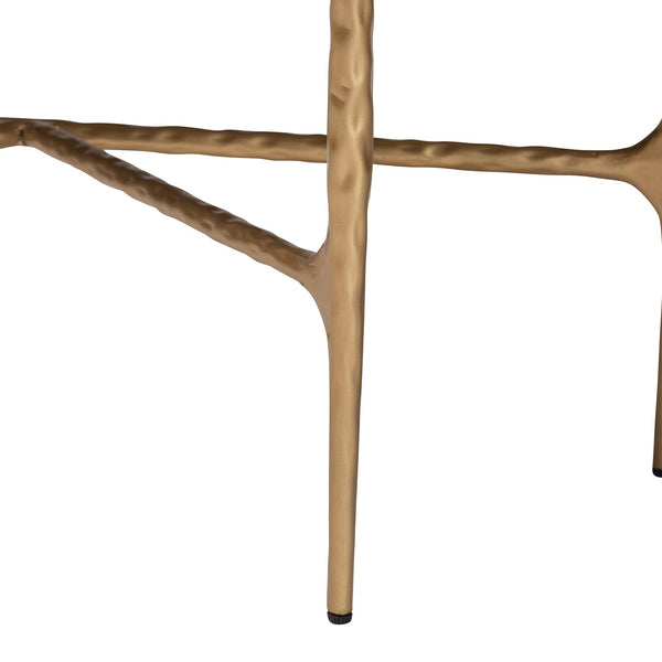 Baxton Studio Baxton Akanji Half-Moon Marble Console Table With Hand-Forged Hammered Steel Frame, 36"W FUR6886-Natural Marble Top D-Console Table