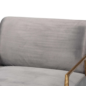 Baxton Studio Baxton Ilmari Velvet Lounge Chair — Hand‑Forged Hammered Metal Frame, Deep Seat, Plush Velvet Comfort FUR6887-Upholstered/Metal Frame-CC