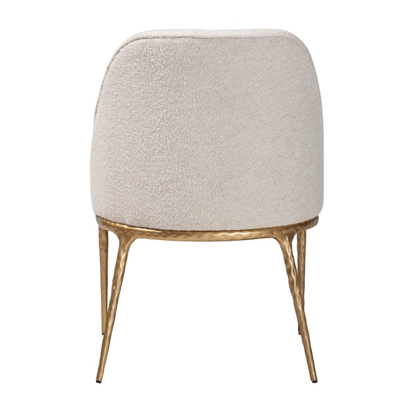 Baxton Studio Baxton Nalima Boucle Dining Chair — Handcrafted Wingback With Hammered Gold Metal Frame, Plush Seat FUR6888-Upholstered/Metal Frame-DC