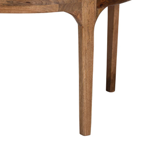 Baxton Studio Baxton Prospero Travertine Coffee Table — Round Mango Wood Frame, Sculptural Veining, Fully Assembled FUR6889-Natural Travertine Top-CT