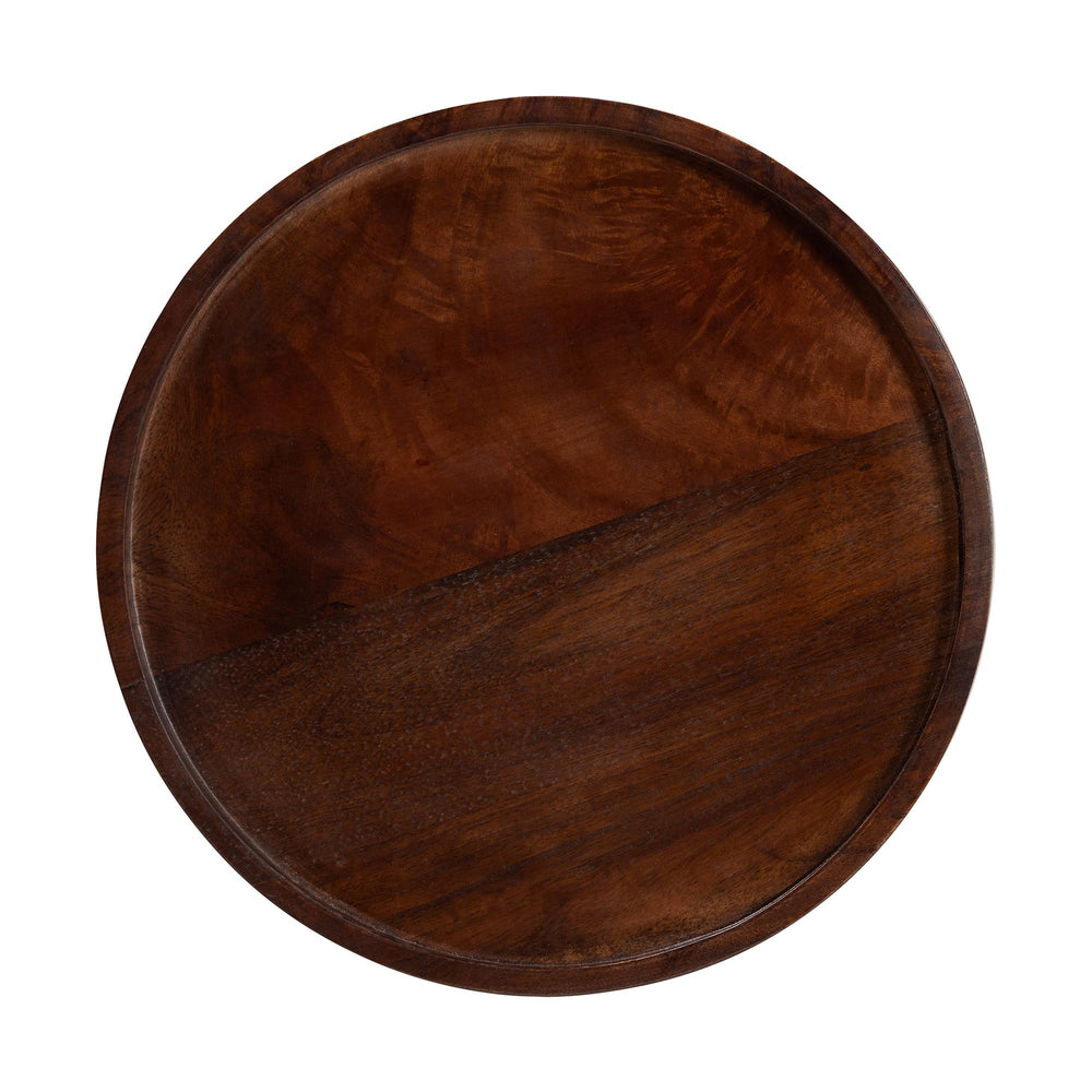 Baxton Studio Baxton Mango Wood Tray Pedestal Table With Marble Base — Handcrafted Compact Accent For Small Spaces FUR6892-Wood Tray-ET