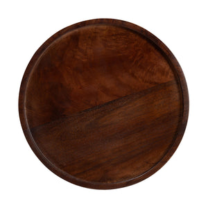 Baxton Studio Baxton Mango Wood Tray Pedestal Table With Marble Base — Handcrafted Compact Accent For Small Spaces FUR6892-Wood Tray-ET
