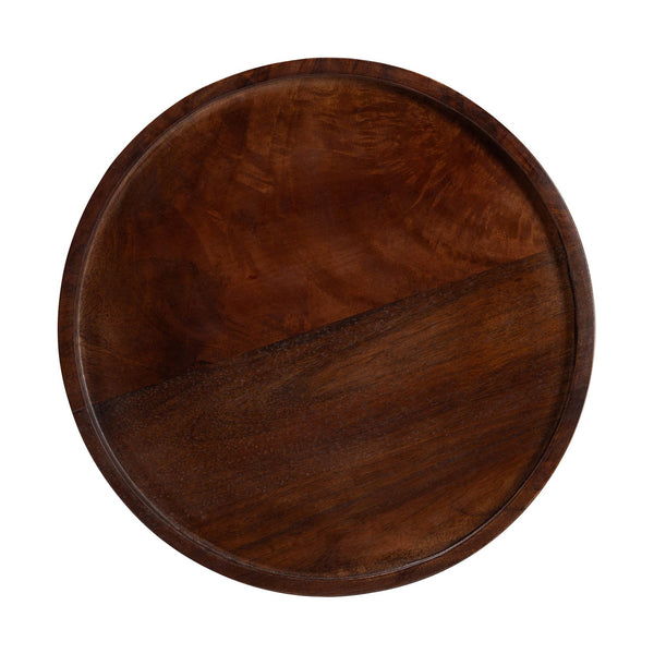 Baxton Studio Baxton Mango Wood Tray Pedestal Table With Marble Base — Handcrafted Compact Accent For Small Spaces FUR6892-Wood Tray-ET