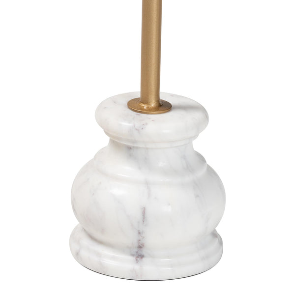 Baxton Studio Baxton Gezana Pedestal Drink Table With Mango Wood Clover Tray And Marble Base — Compact Accent Piece FUR6893-Wood Tray-ET