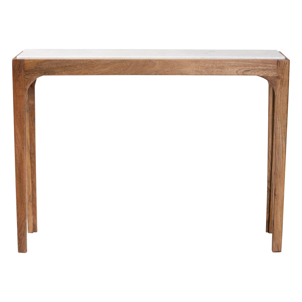 Baxton Studio Baxton Lluvia Slim Marble Console Table With Mango Wood Frame, Handcrafted Raised Top Accent FUR6894-Natural Marble Top-Console Table