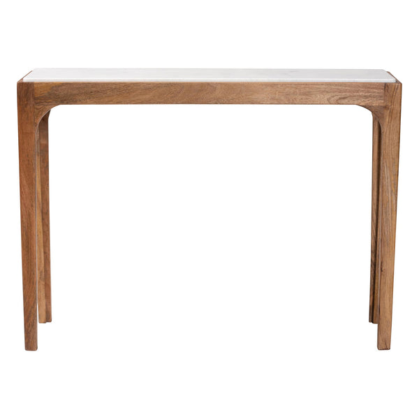 Baxton Studio Baxton Lluvia Slim Marble Console Table With Mango Wood Frame, Handcrafted Raised Top Accent FUR6894-Natural Marble Top-Console Table