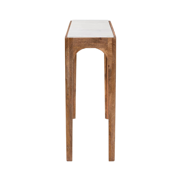 Baxton Studio Baxton Lluvia Slim Marble Console Table With Mango Wood Frame, Handcrafted Raised Top Accent FUR6894-Natural Marble Top-Console Table