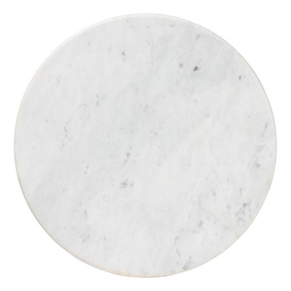 Baxton Studio Baxton Akanji Marble End Table — Hand-Forged Hammered Metal Frame, Round Rustic Modern Accent, Fully Assembled FUR6895-Marble Top Hammer Iron-ET