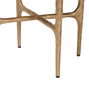 Baxton Studio Baxton Akanji Marble End Table — Hand-Forged Hammered Metal Frame, Round Rustic Modern Accent, Fully Assembled FUR6895-Marble Top Hammer Iron-ET