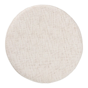 Baxton Studio Baxton Round Fabric Ottoman With Mango Wood Crisscross Base — Plush Upholstered Stool, Fully Assembled FUR6896-Round-Footstool