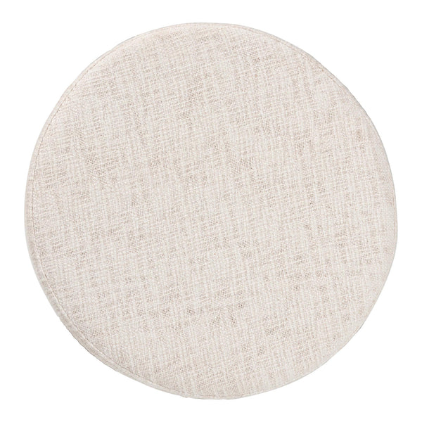 Baxton Studio Baxton Round Fabric Ottoman With Mango Wood Crisscross Base — Plush Upholstered Stool, Fully Assembled FUR6896-Round-Footstool