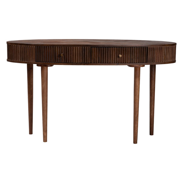 Baxton Studio Baxton Linore Fluted Mango Wood Console Table With Oval Top, 2 Drawers & Metal Pulls, 52"W FUR6897-2DW-Console Table