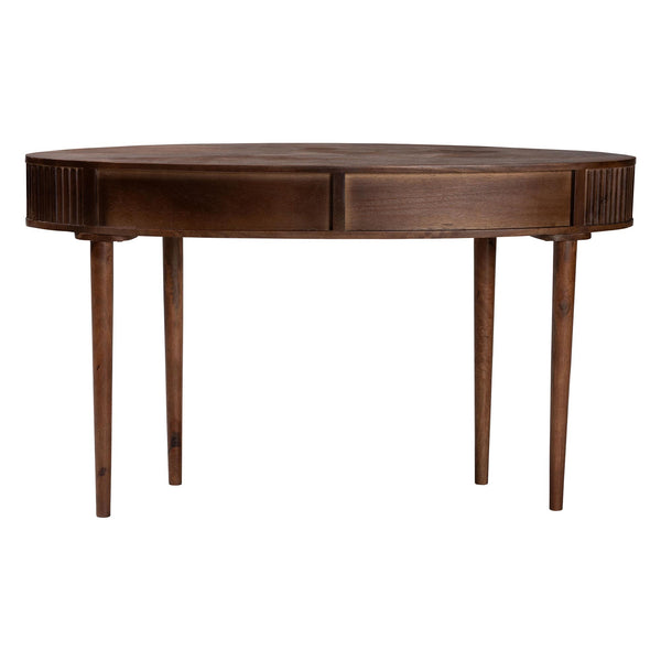 Baxton Studio Baxton Linore Fluted Mango Wood Console Table With Oval Top, 2 Drawers & Metal Pulls, 52"W FUR6897-2DW-Console Table