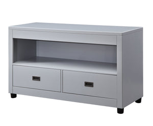 English Elm Dove Grey 2-Drawer Sofa Table with Top Compartment, 47" Wide Poplar Veneer Console for Entryway Decor B062P215416