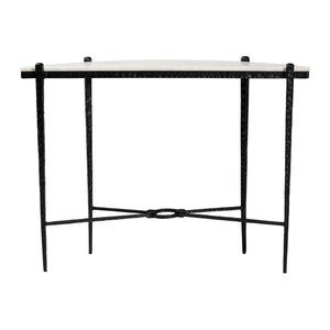 Baxton Studio Baxton Caledon Marble Half-Moon Console Table With Hand-Forged Hammered Steel Frame, 41"W, Elegant Rustic Craftsmanship FUR6900-Hammered/Marble Top-Console Table
