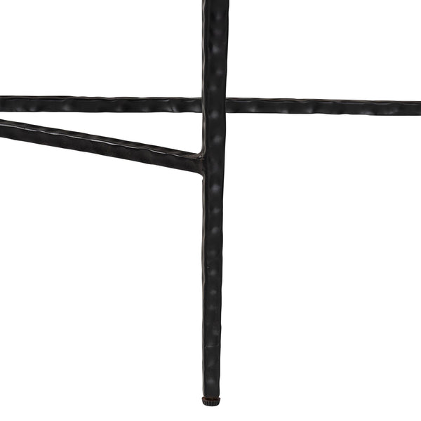Baxton Studio Baxton Caledon Marble Half-Moon Console Table With Hand-Forged Hammered Steel Frame, 41"W, Elegant Rustic Craftsmanship FUR6900-Hammered/Marble Top-Console Table