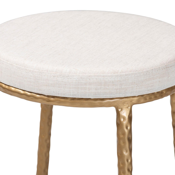Baxton Studio Baxton Jessa Counter Stool — Hand-Forged Hammered Metal Frame, Cotton Upholstery, Integrated Footrest FUR6901-Hammered Metal-CS