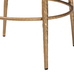 Baxton Studio Baxton Jessa Counter Stool — Hand-Forged Hammered Metal Frame, Cotton Upholstery, Integrated Footrest FUR6901-Hammered Metal-CS